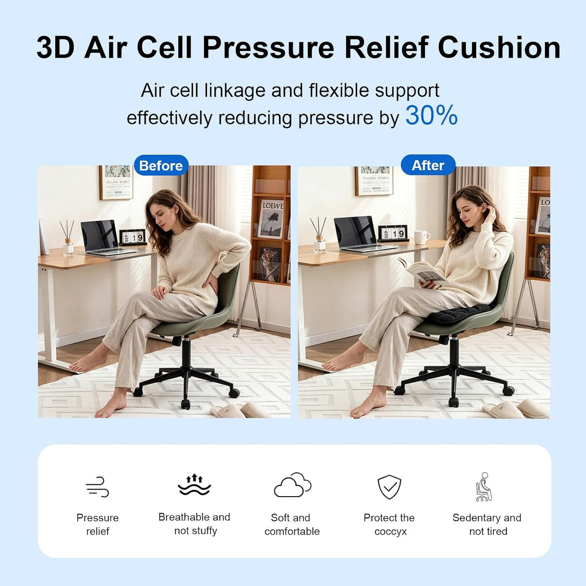 Inflatable Airplane Seat Cushion – Portable Comfort Support for Long Flights & Travel