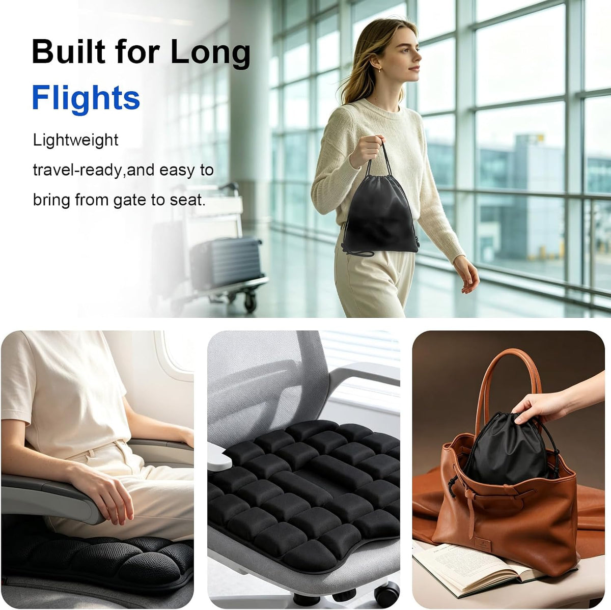 Inflatable Airplane Seat Cushion – Portable Comfort Support for Long Flights & Travel