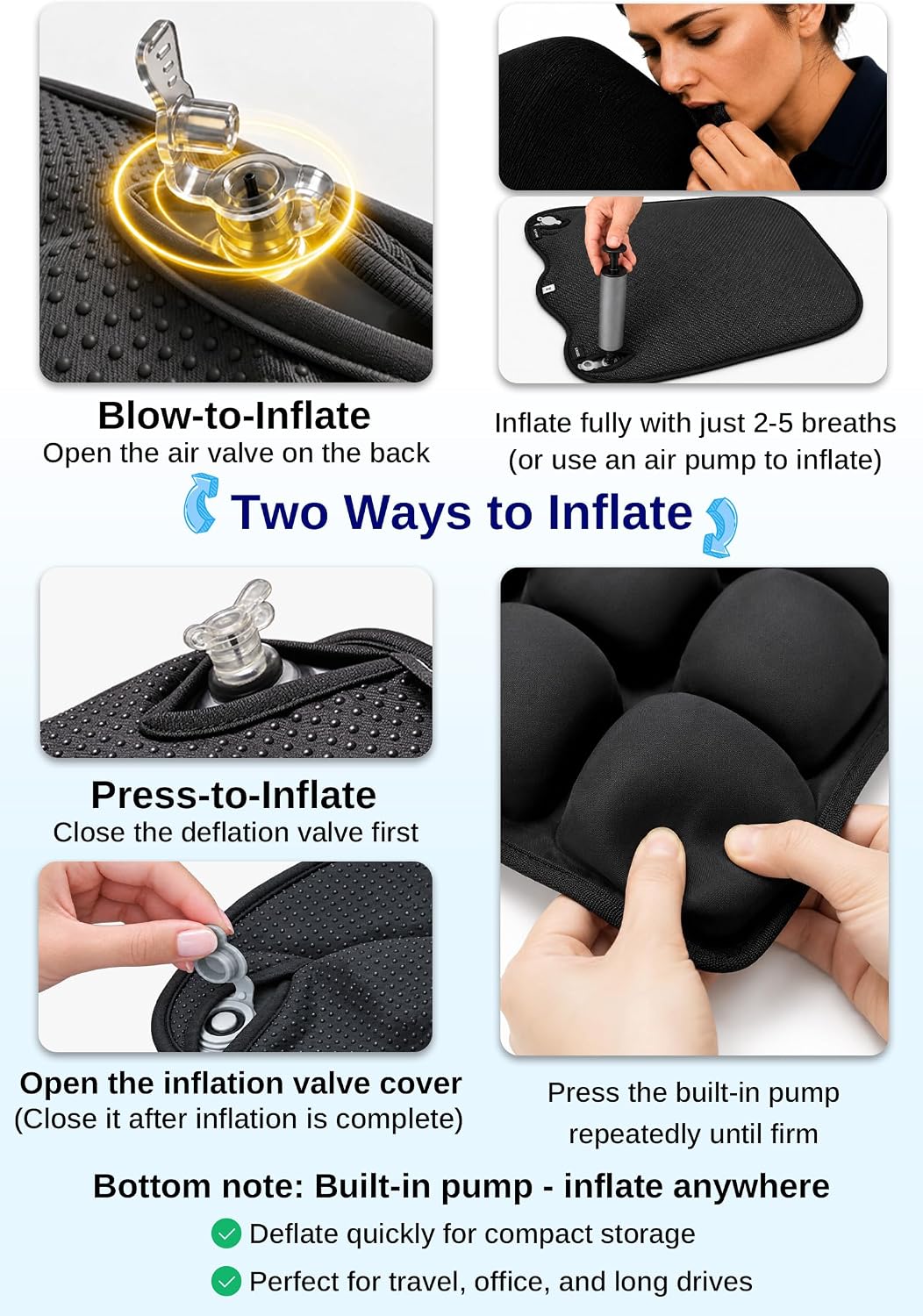 Inflatable Airplane Seat Cushion – Portable Comfort Support for Long Flights & Travel