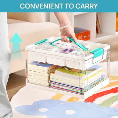 24QT Clear Craft Storage Bin – Removable Trays & Adjustable Dividers for Organized Home & Craft Storage