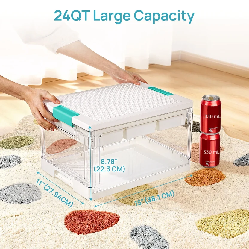 24QT Clear Craft Storage Bin – Removable Trays & Adjustable Dividers for Organized Home & Craft Storage