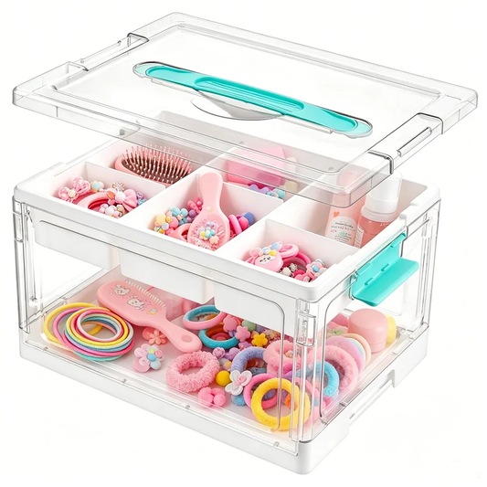 24QT Clear Craft Storage Bin – Removable Trays & Adjustable Dividers for Organized Home & Craft Storage