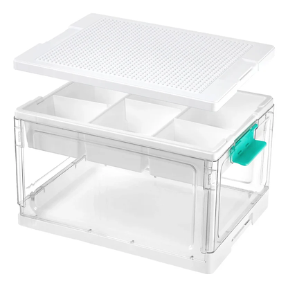 24QT Clear Craft Storage Bin – Removable Trays & Adjustable Dividers for Organized Home & Craft Storage