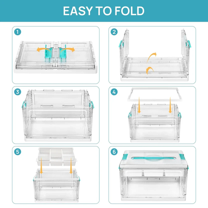 24QT Clear Craft Storage Bin – Removable Trays & Adjustable Dividers for Organized Home & Craft Storage