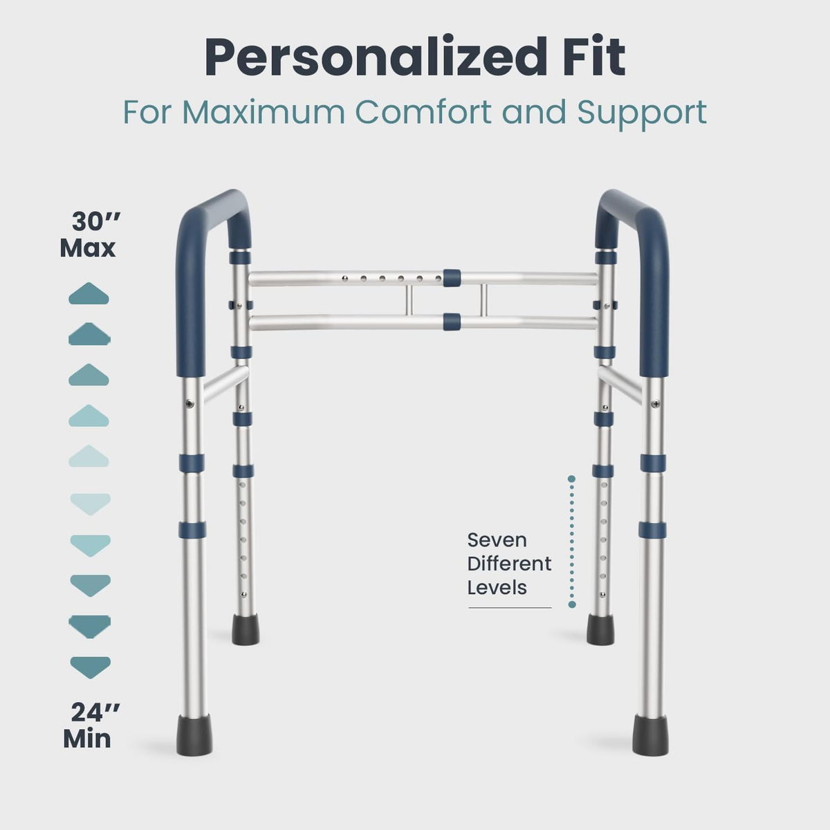 Adjustable Toilet Safety Rails – 350 lb Support Frame for Safer, More Comfortable Toilet Use