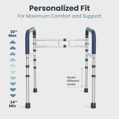 Adjustable Toilet Safety Rails – 350 lb Support Frame for Safer, More Comfortable Toilet Use